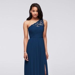 David's Bridal Long One Shoulder Bridesmaid Dress